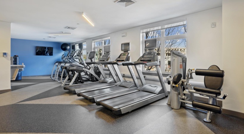 a gym with exercise equipment