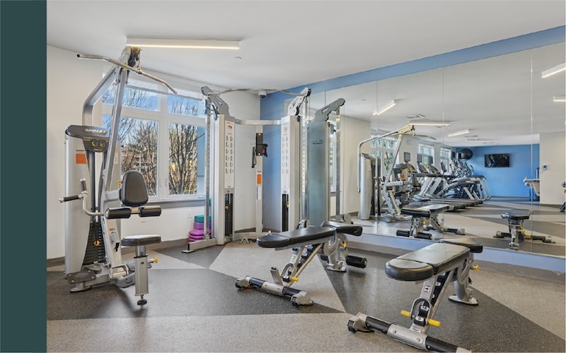 a gym with exercise equipment